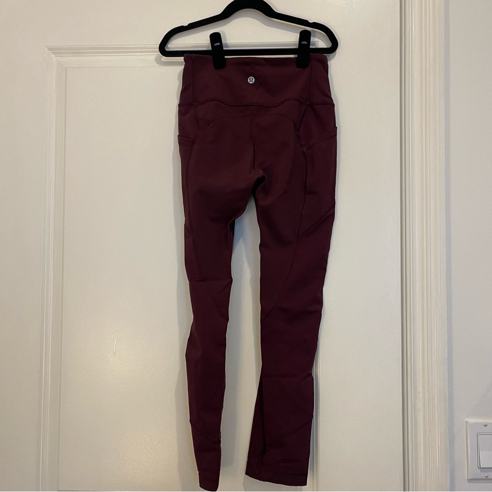 SIZE 4 | Lululemon Leggings with Pocket in Burgundy - Picture 3 of 4